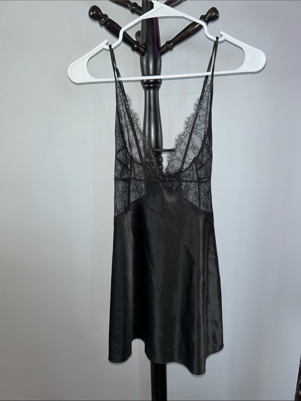 Black Lace-Trim Satin Chemise - Women Intimates 29.T